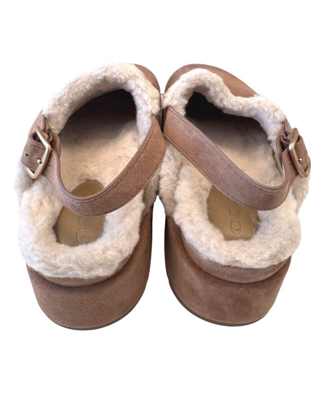 Coach Sculpted C Platform Clog Size 8 Coconut Sherpa Lined EUC Shoes - Picture 11 of 13